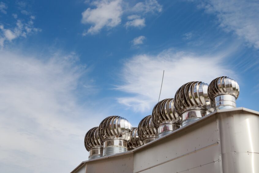 ventilation system against the blue sky